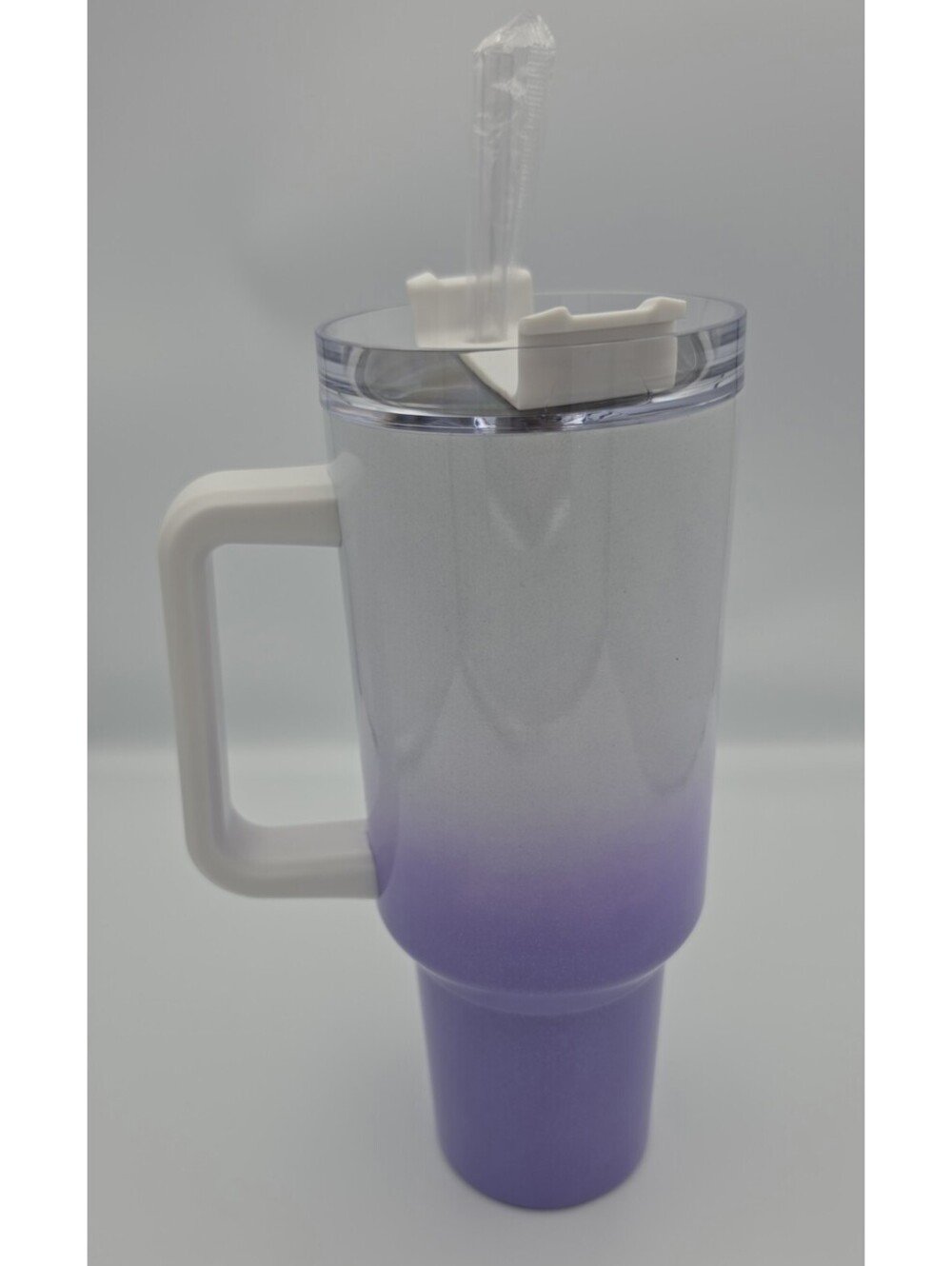 40oz Purple Gradient Tumbler Cup w/Handle & Straw - Insulated Travel Mug